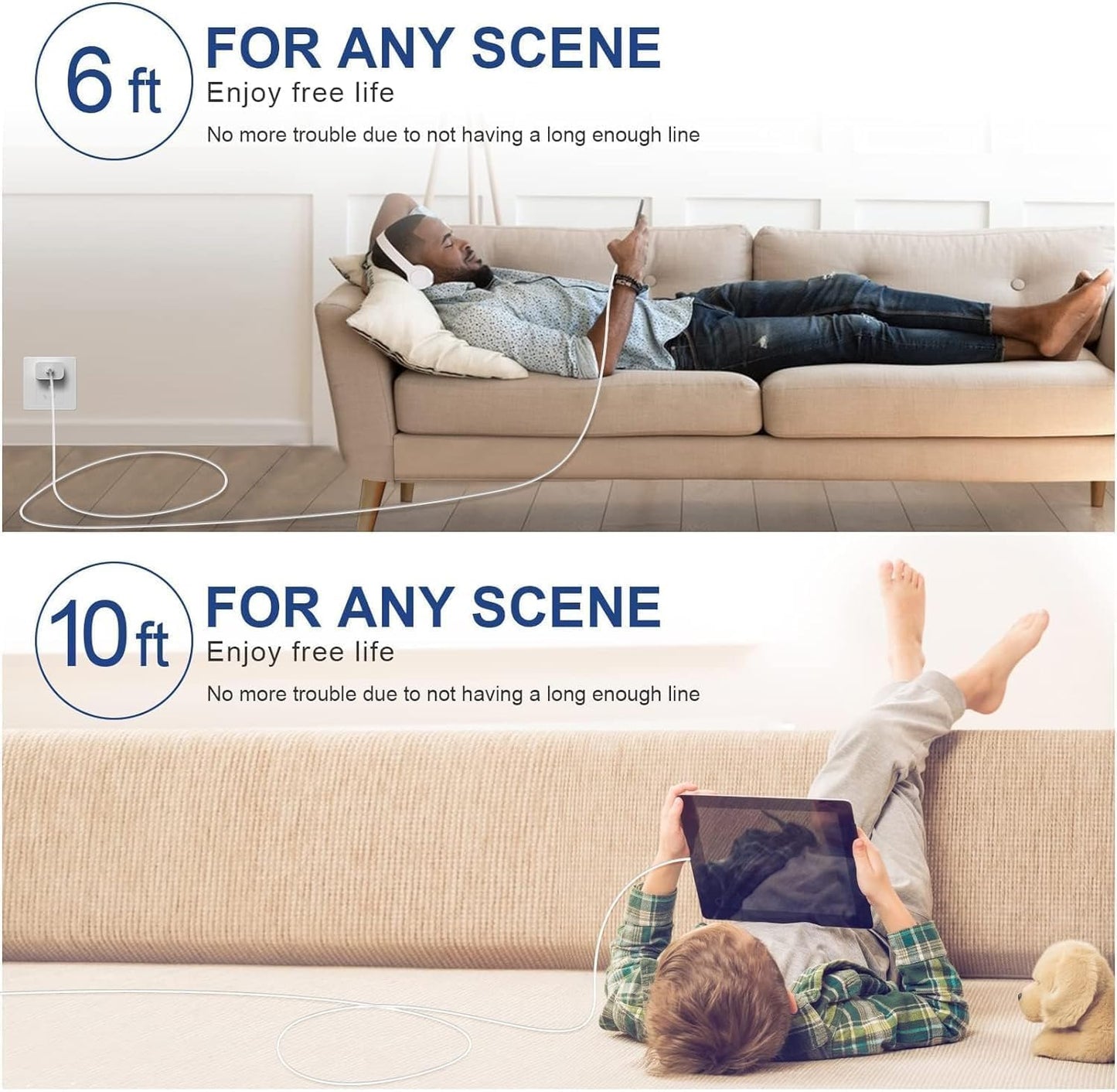 Iphone Charger Fast Charging 2 Pack Type C Wall Charger Block with 2 Pack [6FT&10FT] Long USB C to Lightning Cable for Iphone 14/13/12/12 Pro Max/11/Xs Max/Xr/X,Airpods Pro