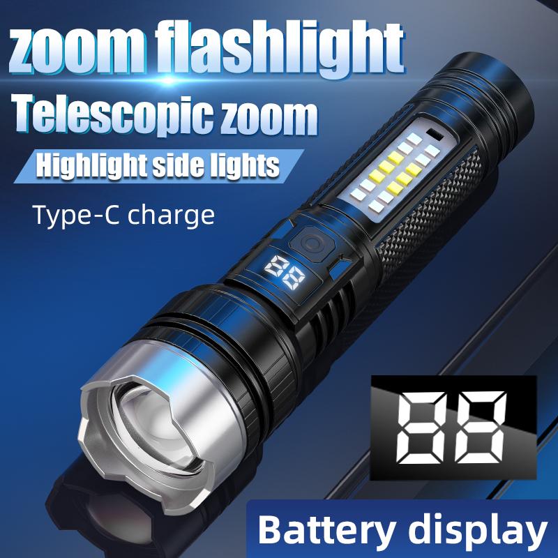Rechargeable Flashlights High Lumens, 5 Model Flashlights Rechargeable, Super Bright Flashlight, Adjustable Tactical Flash Light, High Powered Flash Light, LED Flashlight for Emergency Home