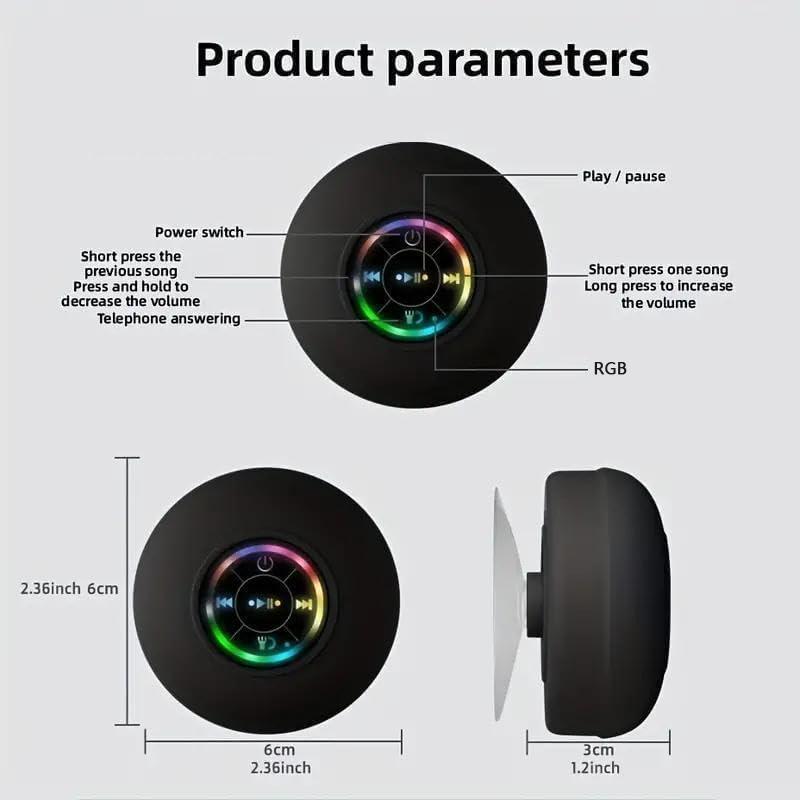【Buy 1 Get 1 Free】Freeship Shower Radios Waterproof Bluetooth Speaker – Mini Rechargeable Wireless Speaker with LED Light for Beach, Shower, and Home Water plus Black Audio outside Speakers