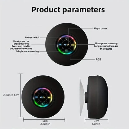 【Buy 1 Get 1 Free】Freeship Shower Radios Waterproof Bluetooth Speaker – Mini Rechargeable Wireless Speaker with LED Light for Beach, Shower, and Home Water plus Black Audio outside Speakers