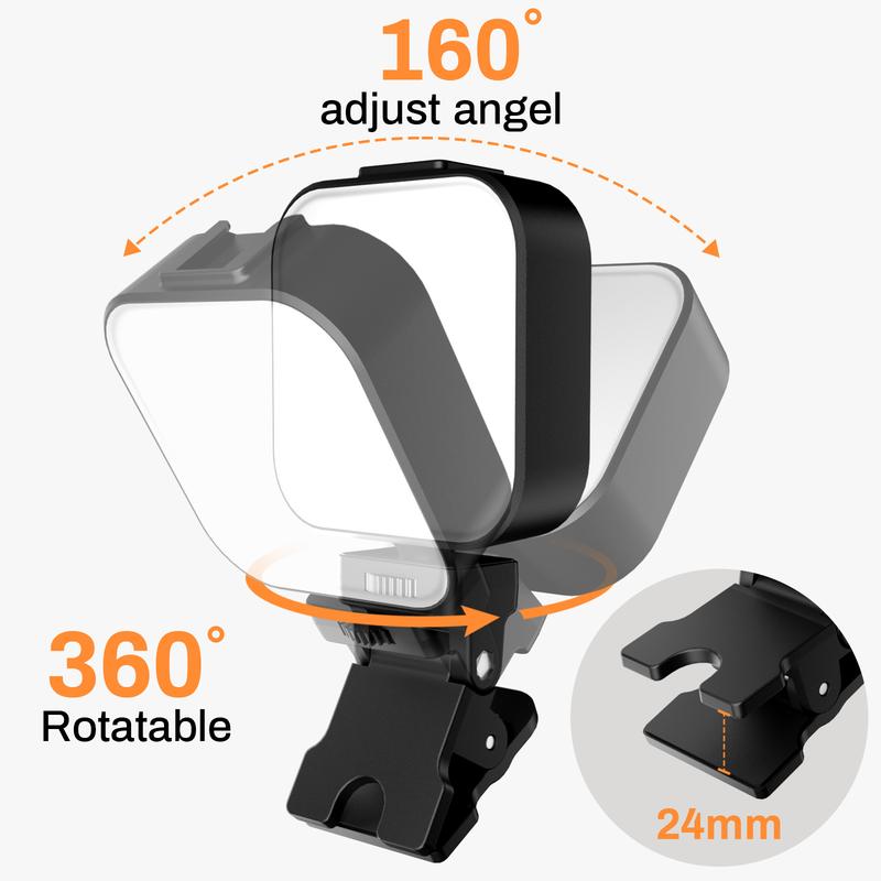 Portable LED Rechargeable Selfie Light with Front and Rear Clip-On Cell Phone Light, Adjustable 5 Lighting Modes for Cell Phone, Iphone, Android, Ipad, Laptop, Makeup, Selfie, Video Conference