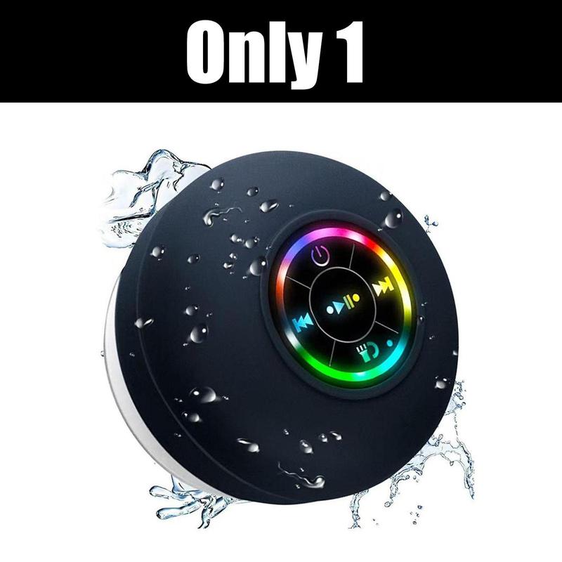 【Buy 1 Get 1 Free】Freeship Shower Radios Waterproof Bluetooth Speaker – Mini Rechargeable Wireless Speaker with LED Light for Beach, Shower, and Home Water plus Black Audio outside Speakers
