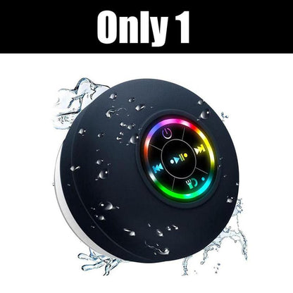 【Buy 1 Get 1 Free】Freeship Shower Radios Waterproof Bluetooth Speaker – Mini Rechargeable Wireless Speaker with LED Light for Beach, Shower, and Home Water plus Black Audio outside Speakers