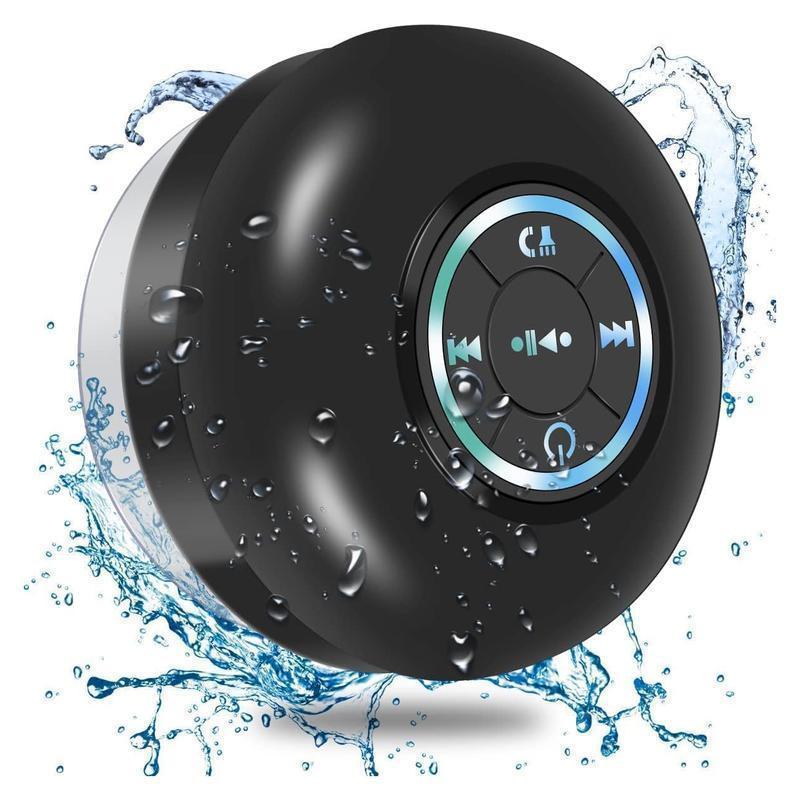 【Buy 1 Get 1 Free】Freeship Shower Radios Waterproof Bluetooth Speaker – Mini Rechargeable Wireless Speaker with LED Light for Beach, Shower, and Home Water plus Black Audio outside Speakers
