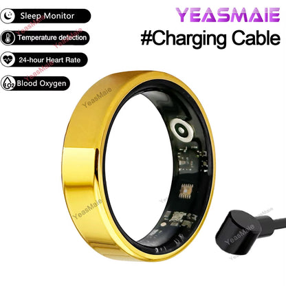 For Xiaomi Stainless Steel Smart Ring Fitness Tracker Charging Box Heart Rate Blood Oxygen Monitor Lightweight Smart Finger Ring